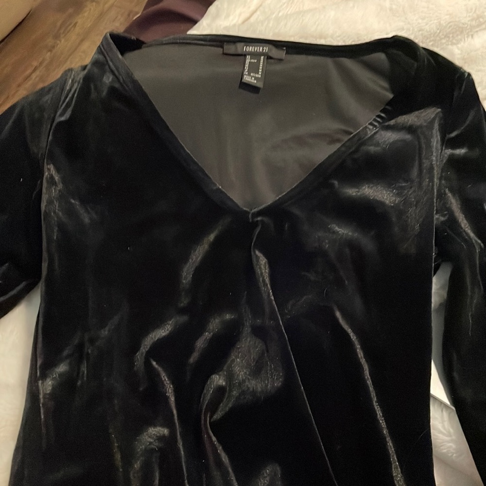 Forever 21, black tight velvet dress, size medium